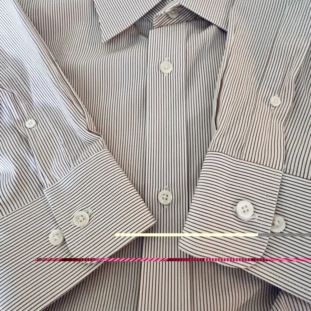 Banana Republic Men's Tall Tailored Slim Fit Cotton Brown White Striped Shirt XL